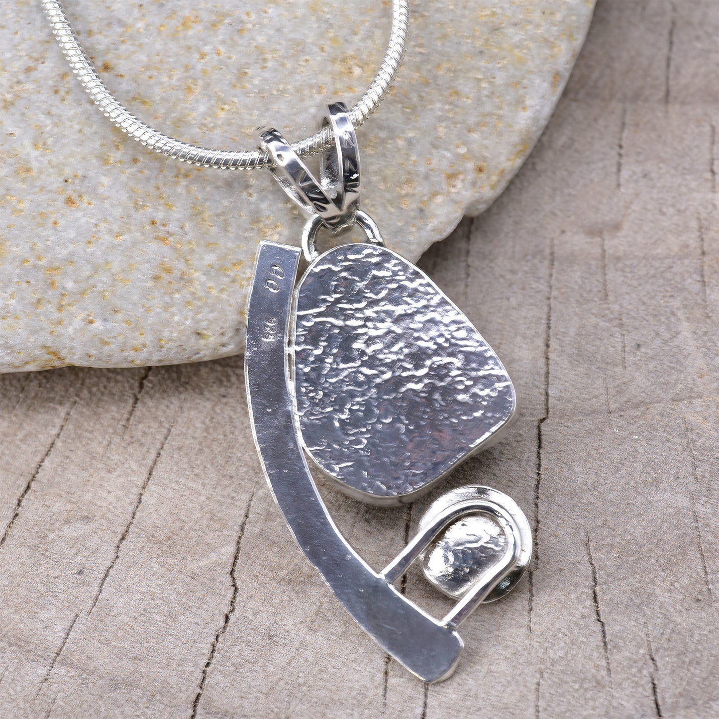 Artisan Sea Glass, Moonstone & Aquamarine Statement Pendant | Sterling Silver