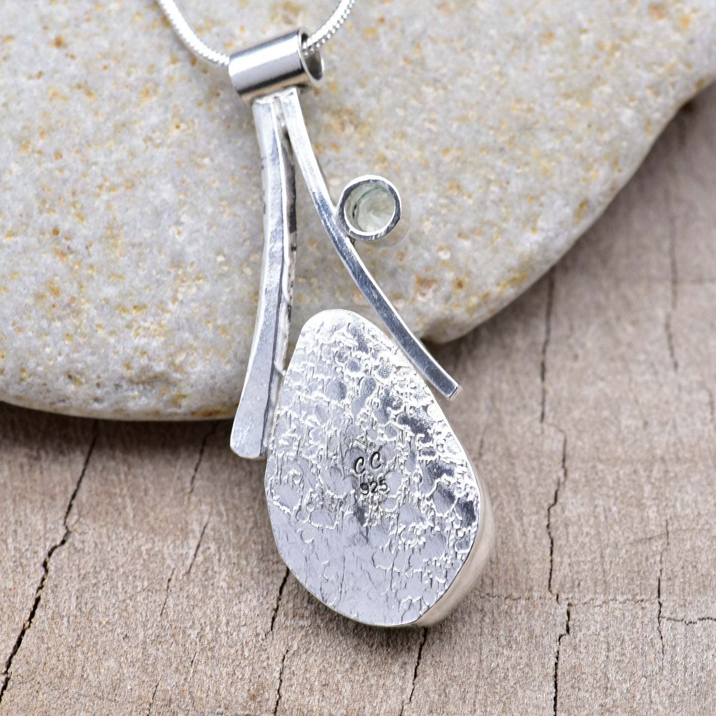 back of sea glass necklace