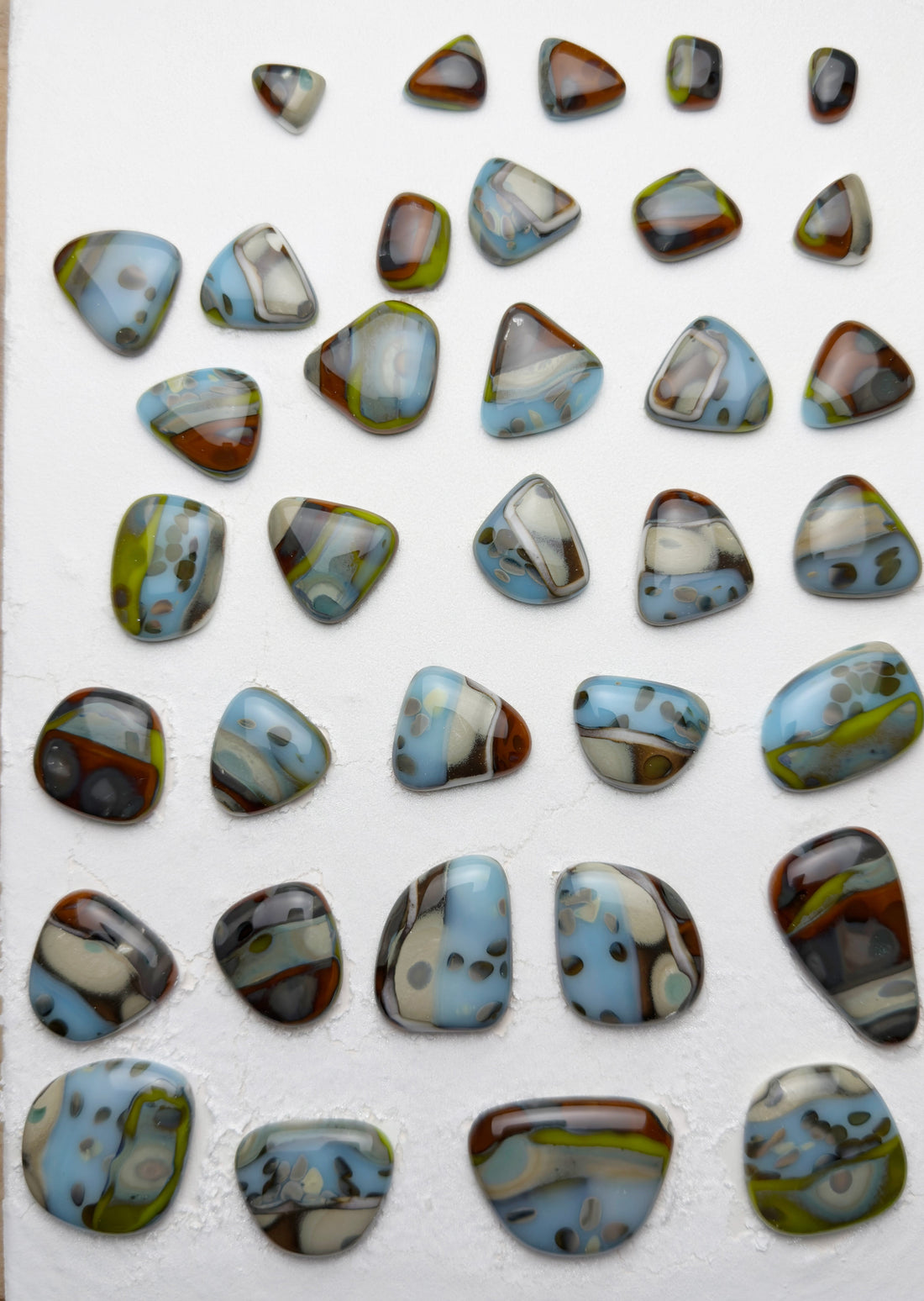 Latest Batch of Artisan Fused Glass Cabochons from Cozy Cove Studio