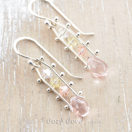 Swarovski crystal pinned earrings in sterling silver. (E353)