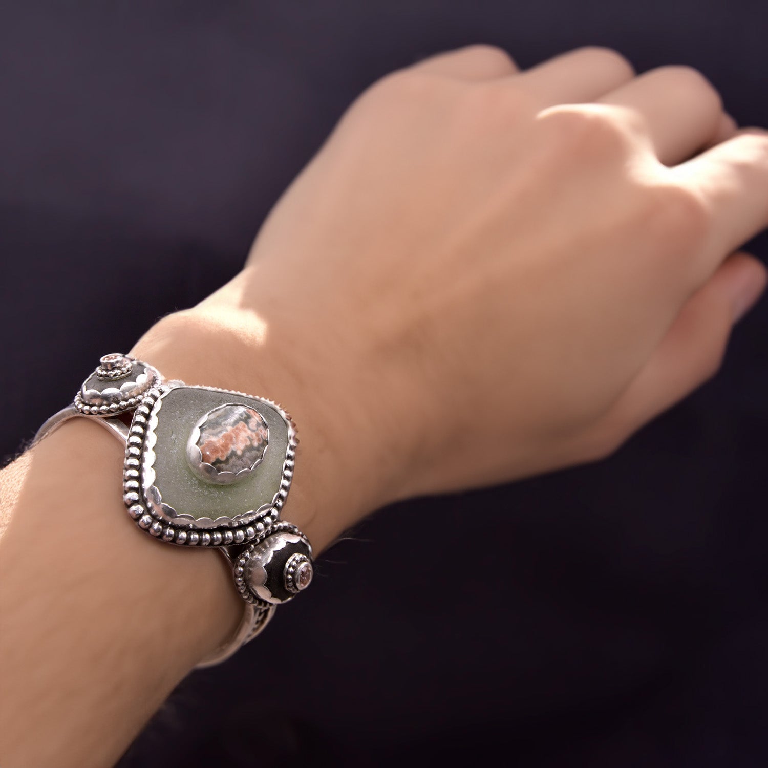 sea glass and stone bracelet
