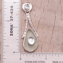 Load image into Gallery viewer, Sea glass and gemstone earrings in a hand fabricated sterling silver settings (E836)
