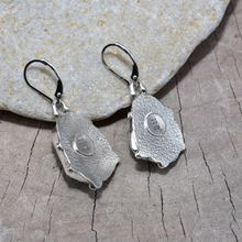 Load image into Gallery viewer, Sea glass and aquamarine earrings in a hand fabricated sterling silver settings (E837)

