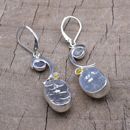 Fused glass earrings in handmade settings of sterling silver (E919)