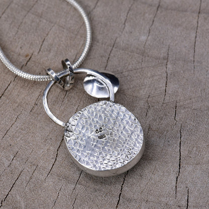 Fused dichroic glass necklace in a hand crafted setting of sterling silver (N950)