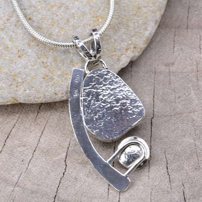 Artisan Sea Glass, Moonstone & Aquamarine Statement Pendant | Sterling Silver