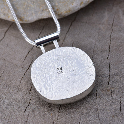 Artisan Hummingbird Fused Glass Pendant Necklace | Sterling Silver