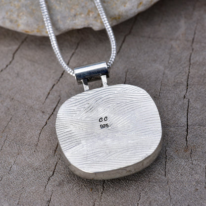 Artisan Nautical Fused Glass Pendant Necklace | Nautilus, Shells & Coral | Sterling Silver