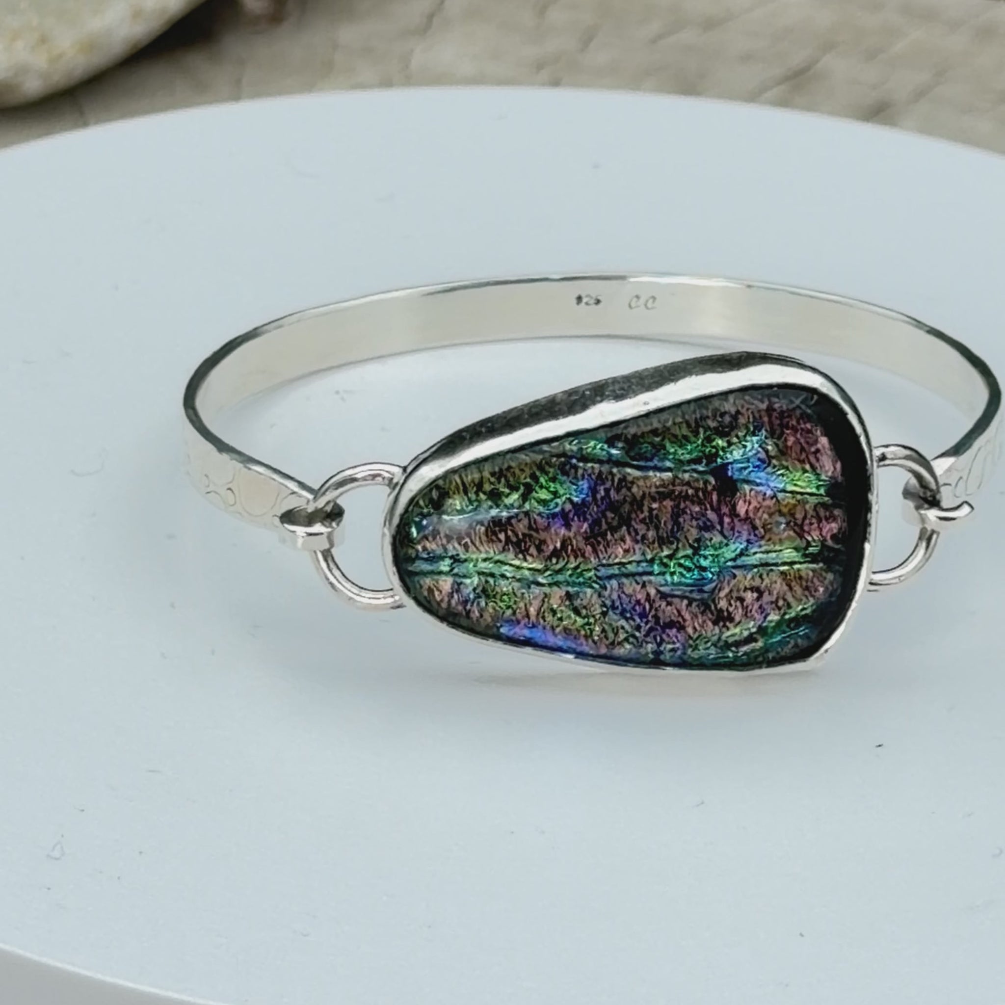video of fused glass bracelet