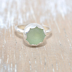 Sea glass ring in sterling silver (R243)