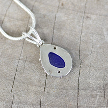 Load image into Gallery viewer, Back of Handmade cobalt blue sea glass pendant necklace
