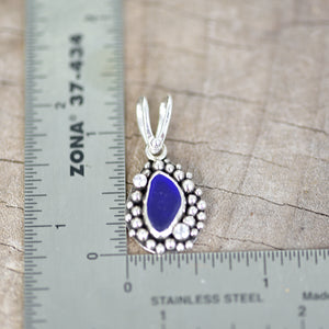 Size of Handmade cobalt blue sea glass pendant necklace