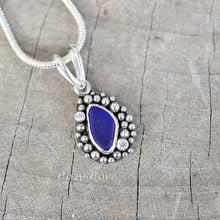 Load image into Gallery viewer, Handmade cobalt blue sea glass pendant necklace
