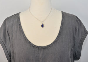 Handmade cobalt blue sea glass pendant necklace