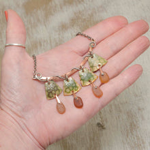 Load image into Gallery viewer, Sea glass and enamel statement necklace in mixed metals of sterling silver and copper (N434)
