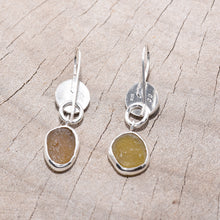Load image into Gallery viewer, Sea glass and enamel earrings  in sterling silver settings. (E465)
