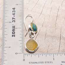 Load image into Gallery viewer, Sea glass and enamel earrings  in sterling silver settings. (E465)
