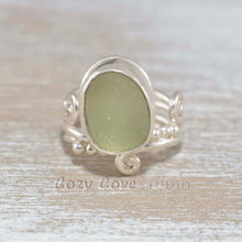 Load image into Gallery viewer, Green sea glass ring

