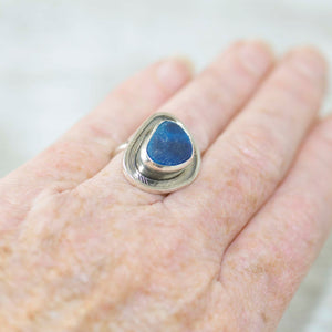 Sea glass ring with rare English multi in a hand crafted setting of tarnish resistant sterling silver. (R500)