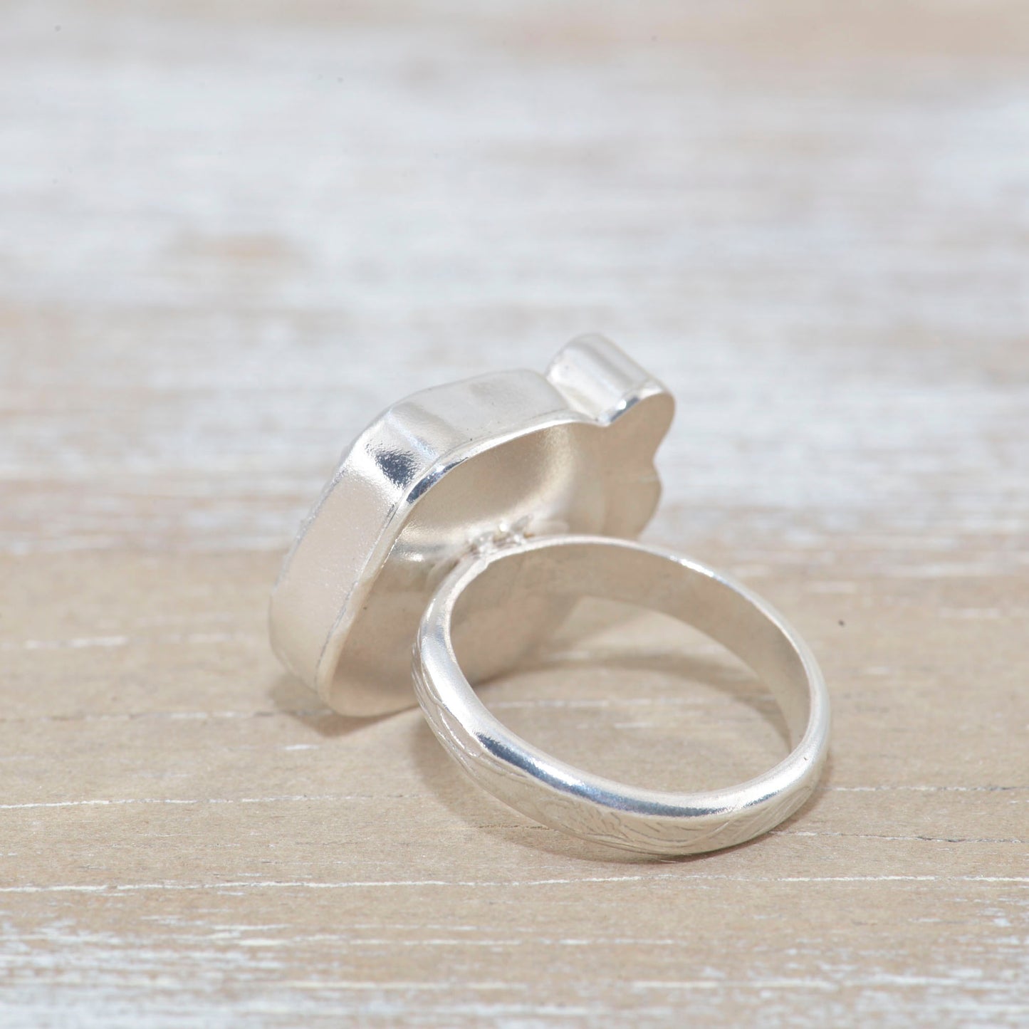 Sea glass ring with accented with sparkly cubic zirconias  in sterling silver. (R531)