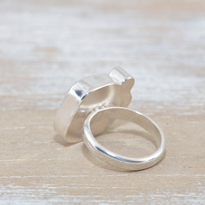 Sea glass ring with accented with sparkly cubic zirconias  in sterling silver. (R531)