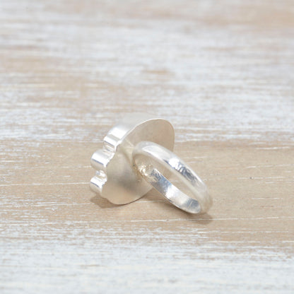 Sea glass ring  accented with an aquamarine and sparkly cubic zirconias  in sterling silver. (R533)