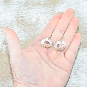 Handcrafted sterling silver earrings accented with tourmaline beads. (E542)