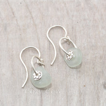 Load image into Gallery viewer, Sea glass with pale blue sea glass earrings in sterling silver.
