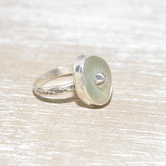 Artisan Seafoam Green Sea Glass Ring | Genuine Hawaiian Sea Glass | Handcrafted Sterling Silver | Size 6