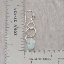 Load image into Gallery viewer, Sea glass dangle earrings on circle of sterling silver beaded wire. (E593)
