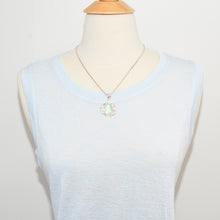Load image into Gallery viewer, Sea glass and aquamarine necklace  in a hand crafted sterling silver setting. (N633)
