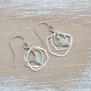 Dangle earrings with amazonite bead drops in sterling silver.