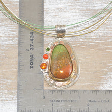 Load image into Gallery viewer, Pendant necklace with vitreous enamel cabochon in a setting of sterling silver and 14K gold fill (N656)
