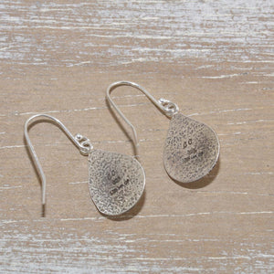 Dangle earrings in hand crafted settings of sterling silver and 14K gold fill. (E659)