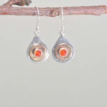 Load image into Gallery viewer, Dangle earrings in hand crafted settings of sterling silver and 14K gold fill. (E659)
