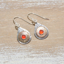 Load image into Gallery viewer, Dangle earrings in hand crafted settings of sterling silver and 14K gold fill.
