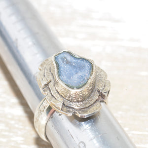 Druzy geode ring in a hand crafted setting of sterling silver. (R662)