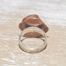 Load image into Gallery viewer, Vintage sea pottery ring in a hand crafted setting of copper and sterling silver. (R667)
