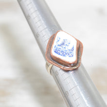 Load image into Gallery viewer, Vintage sea pottery ring in a hand crafted setting of copper and sterling silver. (R667)
