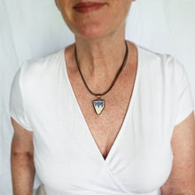 Load image into Gallery viewer, Vintage sea pottery necklace in a hand crafted copper setting with custom leather necklace. (N668)

