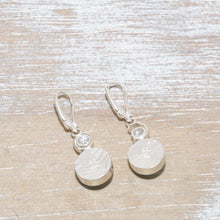 Load image into Gallery viewer, Dichroic glass dangle earrings in hand crafted sterling silver settings. (E672)
