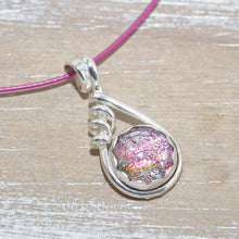 Load image into Gallery viewer, Dichroic glass necklace in a hand crafted setting of sterling silver. (N677)
