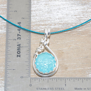Dichroic glass necklace in a hand crafted setting of sterling silver. (N678)