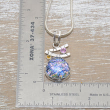 Load image into Gallery viewer, Dichroic glass pendant necklace in a handcrafted sterling silver setting. (N682)
