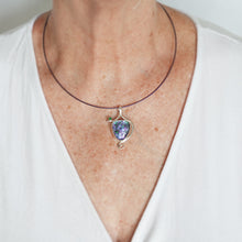 Load image into Gallery viewer, Dichroic glass pendant necklace in a hand crafted setting of sterling silver. (N692)
