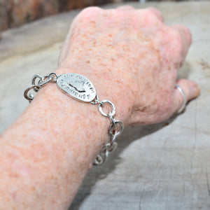 Boho sterling silver "Joy is in the Journey" link bracelet (B695)