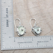 Load image into Gallery viewer, Studded Sea glass earrings in handmade sterling silver settings (E696)
