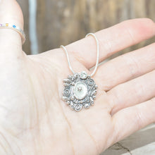 Load image into Gallery viewer, Studded sea glass necklace in a handmade setting of sterling silver (N698)
