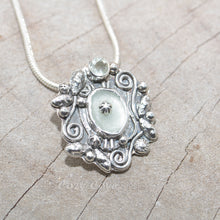Load image into Gallery viewer, Studded sea glass necklace in a handmade setting of sterling silver (N698)
