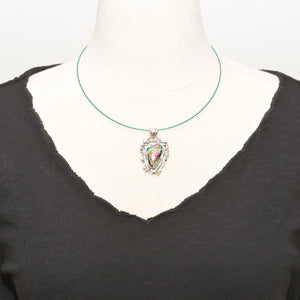 Dichroic glass pendant necklace in a hand crafted setting of sterling silver. (N699)
